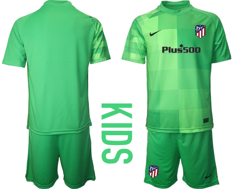 Youth 2021-2022 Club Atletico Madrid green goalkeeper blank Soccer Jersey